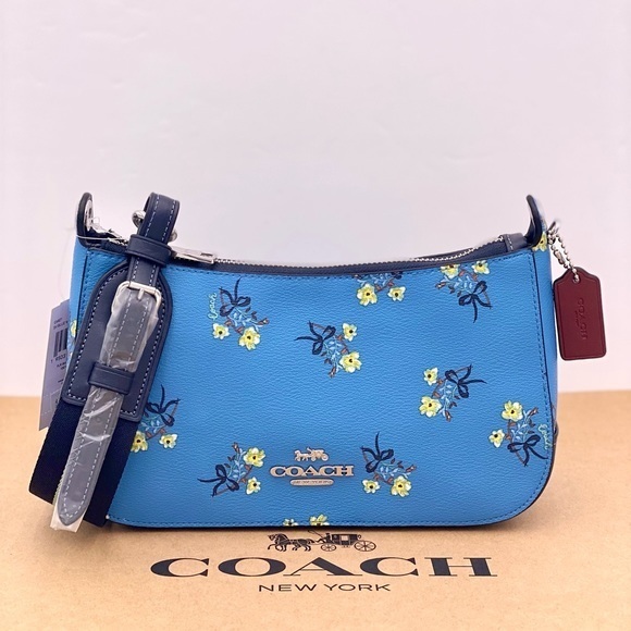 Coach Jes Baguette Crossbody With Floral Bow Print - Picture 1 of 16